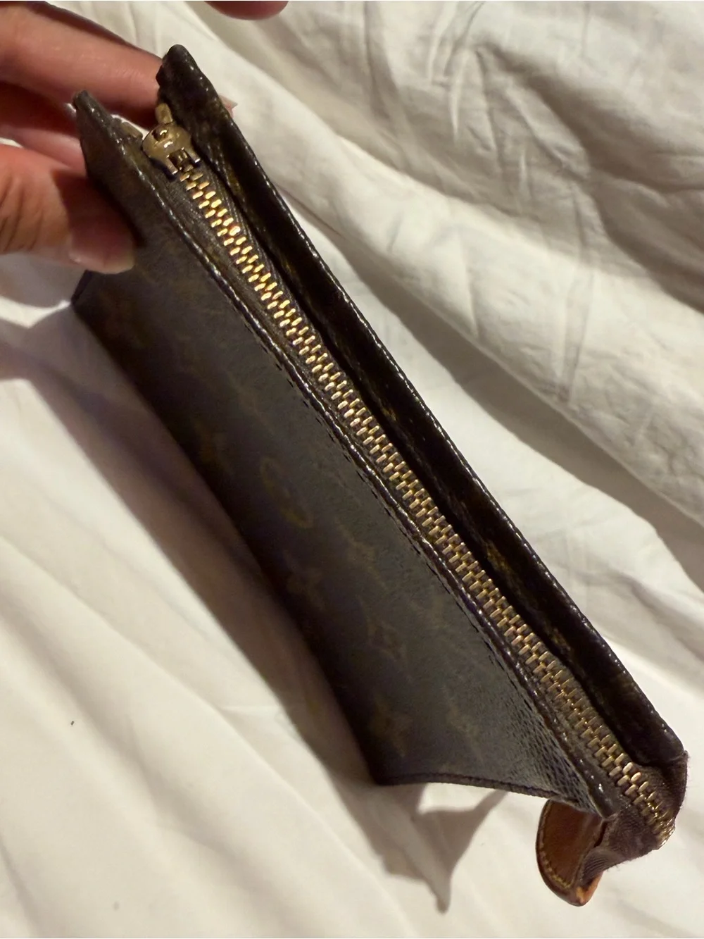 Louis Vuitton vintage Monogram Canvas Pouch - Brown & Gold Accents